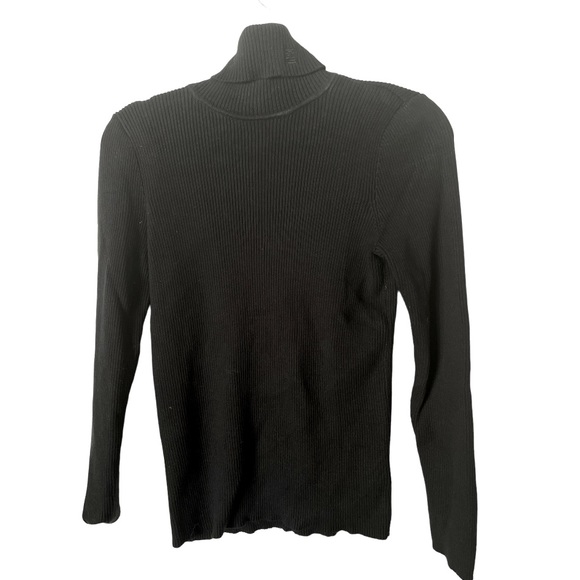 Lauren Ralph Lauren Black 100% Cotton‎ Ribbed Turtleneck - Picture 1 of 8